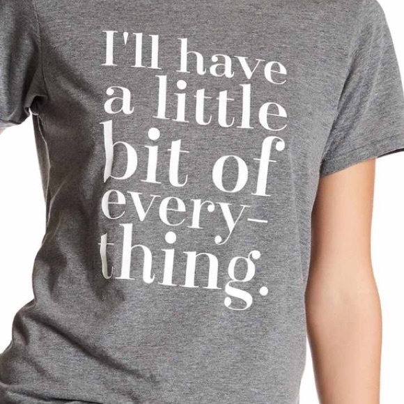 Cotton Blend Tee Shirt Statement Gray White NWT - Picture 2 of 2